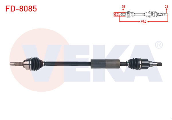 VEKA FD-8085 | Komple Aks Sağ On Uzunluk 934mm Ford Fiesta VII 1.5 TDCI M-T 6 İleri 2017 -