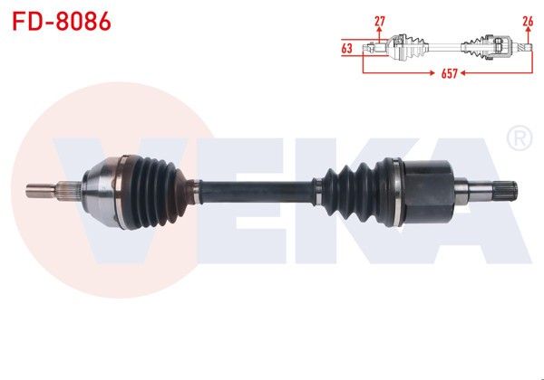 VEKA FD-8086 | Komple Aks Sol Ön Uzunluk 657mm Ford Kuga I 2.0 TDCI A-T / M-T 4X4 2008-2013