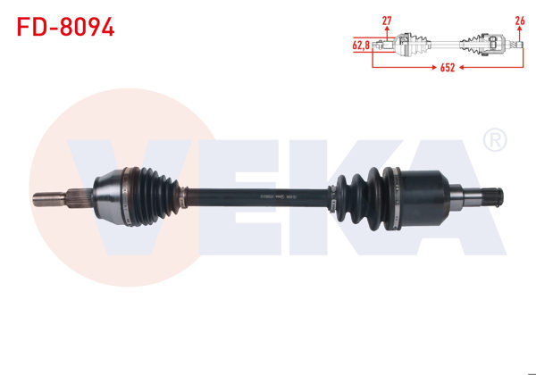VEKA FD-8094 | Komple Aks Sol Ön Uzunluk 652mm Ford Transit Connect 1.6 TDCI 5 M-T Dv6 2013-/ Tourneo Connect 1.6 TDCI 5 M-T V408 Dv6 2013 -