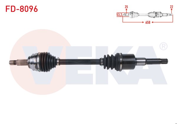VEKA FD-8096 | Komple Aks Sol Ön Uzunluk 658mm Ford Fiesta VII 1.0 Ecoboost A-T 2017 -