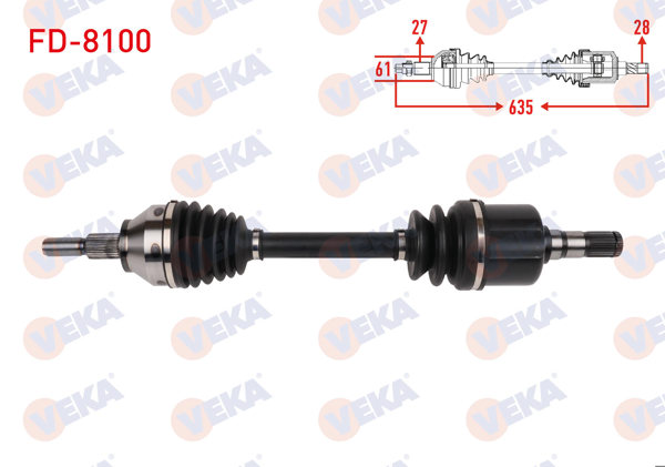VEKA FD-8100 | Komple Aks Sol Ön Uzunluk 635mm Ford Transit Connect 1.5 TDCI 6At 2013-/ Tourneo Connect 1.5 TDCI 6At 2013 -