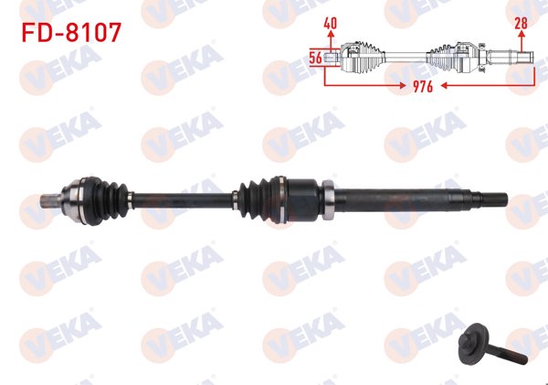VEKA FD-8107 | Komple Aks Sağ On Uzunluk 890mm Ford Focus II 1.6 TDCI A-T Cvt 2004-2012