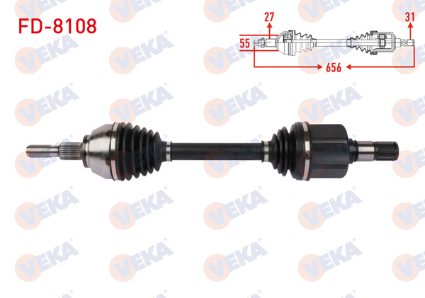 VEKA FD-8108 | Komple Aks Sol Ön Uzunluk 656mm Ford Kuga II 2.0 TDCI 4X4 2014-2019