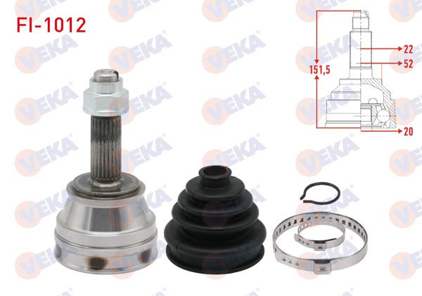 VEKA FI-1012 | Aks Kafası Sol-Sağ On Dıs Fiat Palio (178Bx) (178Dx) 1.4İ 22X20x52 Uzunluk 150,3 mm 1996-2005