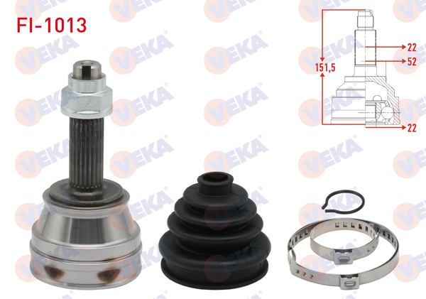 VEKA FI-1013 | Aks Kafası Sol-Sağ On Dıs Fiat Palio (178Bx) (178Dx) 1.6İ 16V 22X22x52 Uzunluk 149,2 mm 1996-2005