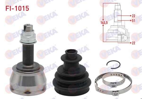 VEKA FI-1015 | Aks Kafası Sol-Sağ On Dıs Fiat Doblo (119,223) 1.2İ 22X22x51 Uzunluk 146,7 mm 2001-2010