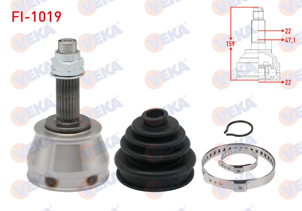 VEKA FI-1019 | Aks Kafası Sol-Sağ On Dıs Fiat Albea 1.2İ 22X22x47 Uzunluk 150 mm 2003-2007