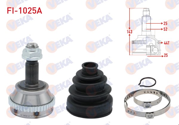 VEKA FI-1025A | Aks Kafası Sol-Sağ On Dıs Fiat Brava (182) 1.9 TD ABS'li 44 Dıs 25X25x52 Uzunluk 143,1 mm 1995-2002