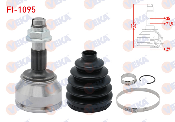 VEKA FI-1095 | Aks Kafası Sol-Sağ On Dıs 35X29x71.5 Uzunluk 198mm (Dıstan Sekmanlı) Fiat Ducato (250) 3.0 Mjt 2006-2014 / Citroen Jumper III 3.0 HDI A-T, M-T 2006-2014 / Peugeot Boxer III 3.0 HDI A-T, M-T 2006-2014