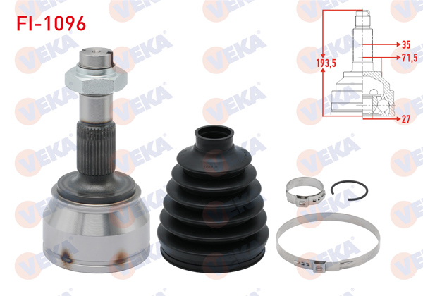 VEKA FI-1096 | Aks Kafası Sol-Sağ On Dıs Fiat Ducato (250) 2.2 Mjt Dıstan Segmanlı 35X27x71,5 Uzunluk 193,5 mm 2006-2014