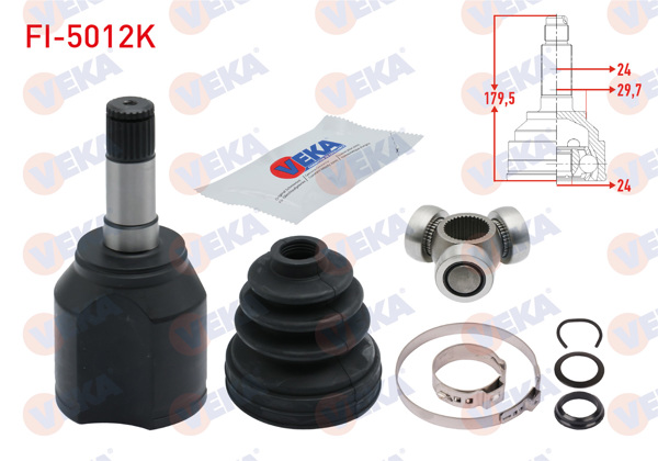 VEKA FI-5012K | Aks Kafası Sol Ön Ic Fiat Linea (323) 1.3 Mjt 24X24x29.7 Uzunluk 179,5 mm 2007 -