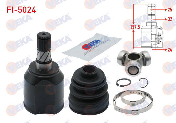 VEKA FI-5024 | Aks Kafası Sol Ön Ic Fiat Egea 1.6 Mjt M-T 25X24x32 Uzunluk 157,5mm 2015 -