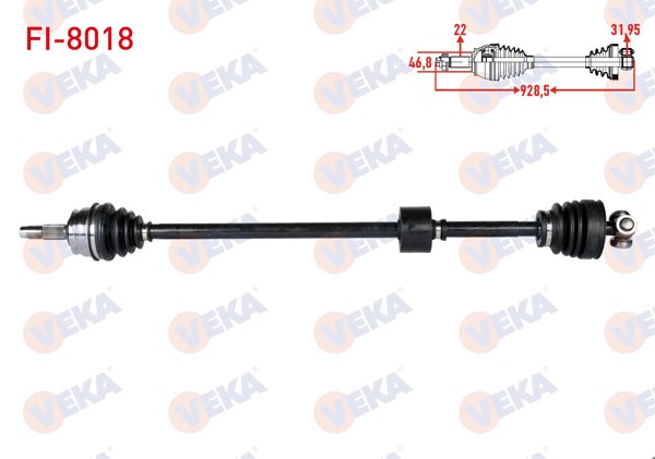 VEKA FI-8018 | Komple Aks Sağ On Uzunluk 928 mm Fiat Tempra 1.4İ-1.6İ 1992-1999