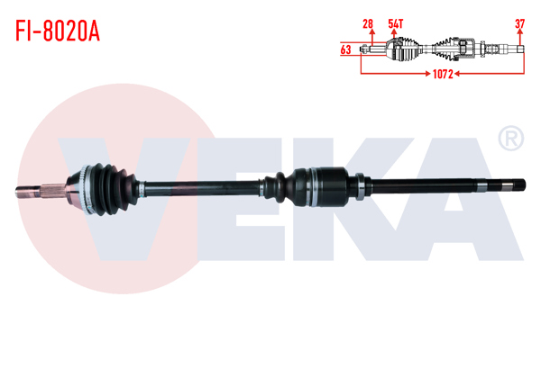 VEKA FI-8020A | Komple Aks Sağ On Fiat Ducato (230) 2.5 D 10Q-14Q ABS'li 54 Dıs Uzunluk 1072mm 1994-2002