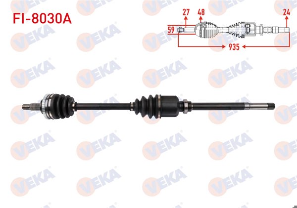 VEKA FI-8030A | Komple Aks Sağ On ABS li 48 Dıs Uzunluk 935mm Fiat Scudo 1.9 D 1996-2006 / Citroen Jumpy 1.9 D 1994-2007 / Peugeot Expert 1.9 D 1996-2006