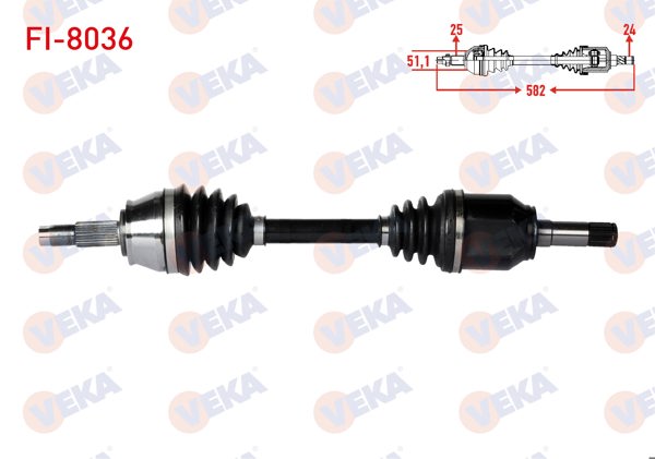 VEKA FI-8036 | Komple Aks Sol Ön Fiat Linea 1.3 Mjt 90 Hp Uzunluk 582mm 2007 -