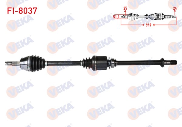 VEKA FI-8037 | Komple Aks Sağ On Fiat Linea (323) 1.3 Mjt 90 Hp Uzunluk 949mm 2007 -
