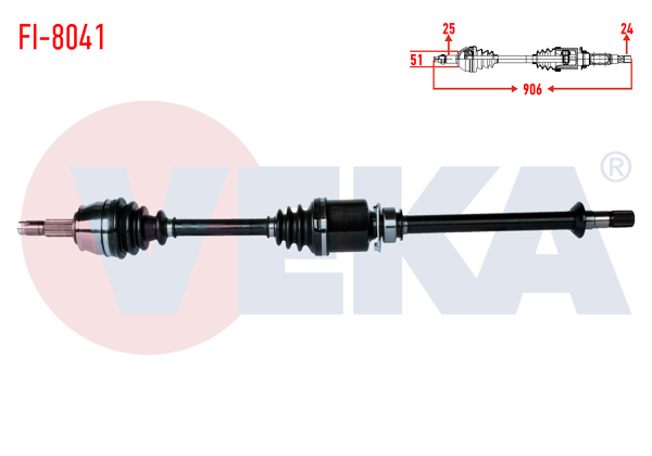 VEKA FI-8041 | Komple Aks Sağ On Fiat Grande Punto (199) 1.3 Mjt 75 Hp Uzunluk 906mm 2012 -