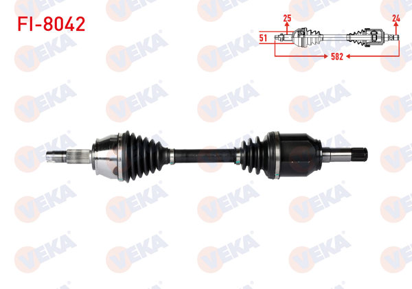 VEKA FI-8042 | Komple Aks Sol Ön Fiat Fiorino (225) 1.3 Mjt Uzunluk 582mm 2007-2013