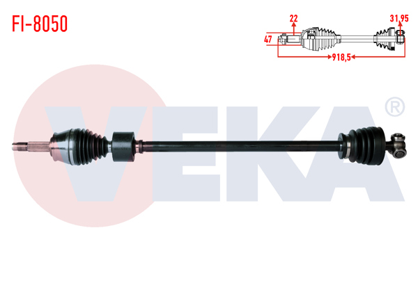 VEKA FI-8050 | Komple Aks Sağ On Fiat Palio 1.2İ 16V C513 Şanzıman Uzunluk 918,5 mm 1996-1999