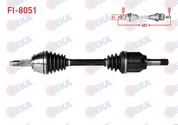 VEKA FI-8051 | Komple Aks Sol Ön Fiat Doblo (152,263) 1.3 Mjt Uzunluk 602mm 2010 -