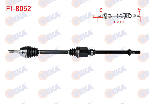 VEKA FI-8052 | Komple Aks Sağ On Uzunluk 970mm Fiat Doblo 1.3 D Mjt Euro 6 M-T 2010 -