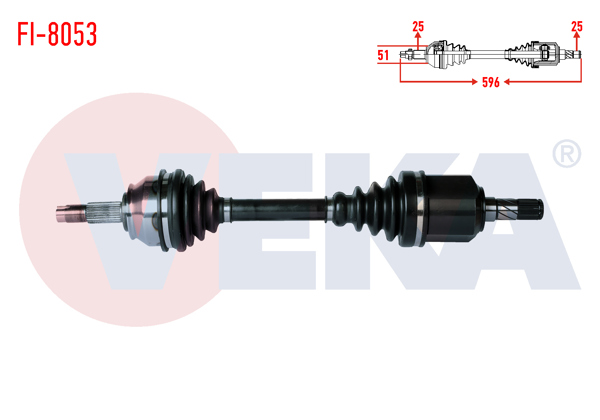 VEKA FI-8053 | Komple Aks Sol Ön Uzunluk 596mm Fiat Doblo 1.6 Mjt M-T 2010-/ Egea 1.6 Mjt A-T 2015-/ Linea 1.6 Mjt 2009 -