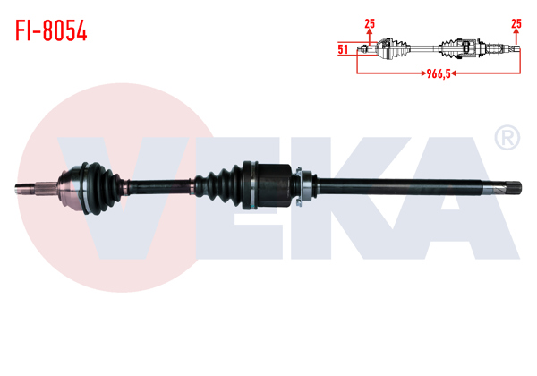 VEKA FI-8054 | Komple Aks Sağ On Uzunluk 966,5mm Fiat Doblo 1.6 Mjt M-T 2010 -