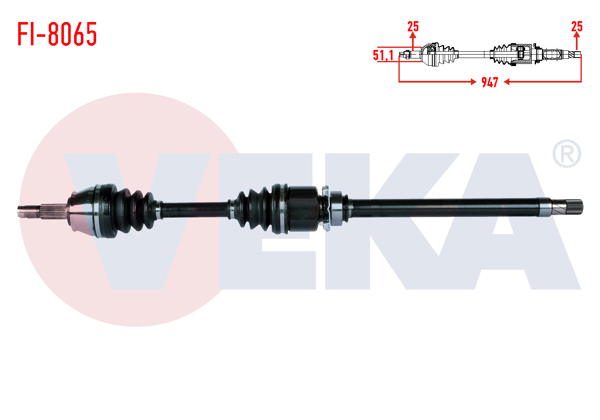 VEKA FI-8065 | Komple Aks Sağ On Uzunluk 947mm Fiat Linea 1.6 Mjt 2007-/ Grande Punto 1.3 Mjt Euro 4 2005-2012