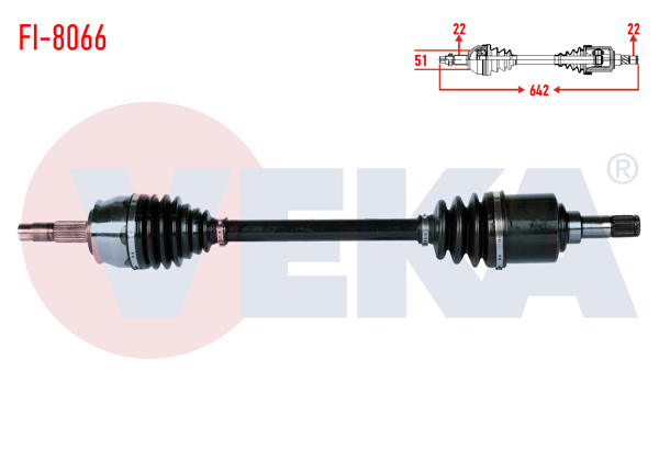 VEKA FI-8066 | Komple Aks Sol Ön Uzunluk 642mm Fiat Linea 1.4 2007-/ Fiorino 1.4İ 2007-/ Citroen Nemo 1.4İ 2007-/ Peugeot Bipper 1.4İ 2008-/ Grande Punto (199) 1.2 Mpı 2005-2012 / M-T