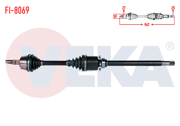 VEKA FI-8069 | Komple Aks Sağ On Fıat Doblo Maxı 1.6 Mjt Uzunluk 967mm 2010 -