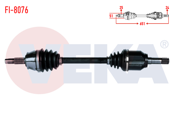 VEKA FI-8076 | Komple Aks Sol Ön Uzunluk 651mm Fiat Egea 1.3 Mjt M-T 2015 -