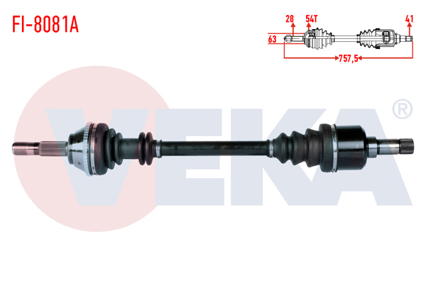 VEKA FI-8081A | Komple Aks Sol Ön Fiat Ducato (230) 2.5 TDI ABS'li 54 Dıs Uzunluk 757,50mm 1994-2002