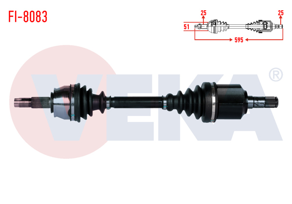 VEKA FI-8083 | Komple Aks Sol Ön Fiat Linea (323) 1.3 Mjt Euro 5 M-T Uzunluk 595mm 2013 -