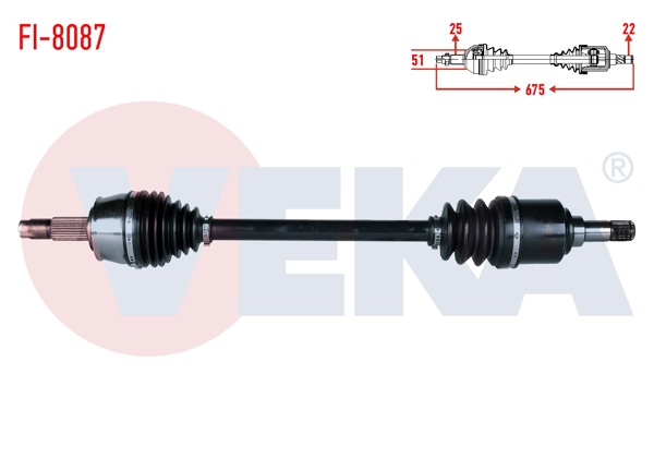 VEKA FI-8087 | Komple Aks Sol Ön Fiat Egea 1.4 16V M-T Uzunluk 675mm 2015 -