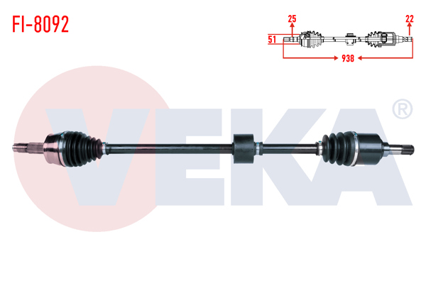 VEKA FI-8092 | Komple Aks Sağ On Fiat Stilo (192) 1.6 16V M-T Uzunluk 938mm 2001-2010