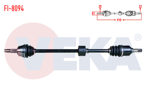 VEKA FI-8094 | Komple Aks Sağ On Fiat Marea Lıberty (185) 1.6İ 16V M-T Uzunluk 915mm 2002-2007