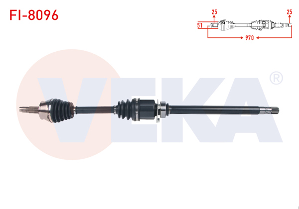 VEKA FI-8096 | Komple Aks Sağ On Fiat Egea 1.4 T-Jet M-T Uzunluk 970mm 2015 -