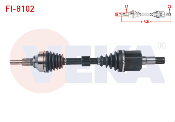 VEKA FI-8102 | Komple Aks Sol Ön Uzunluk 640mm Fiat Freemont 2.0 Mjt A-T 4X4 2011 -