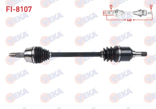VEKA FI-8107 | Komple Aks Sol Ön Uzunluk 668mm Fiat Doblo 1.4 2010 -