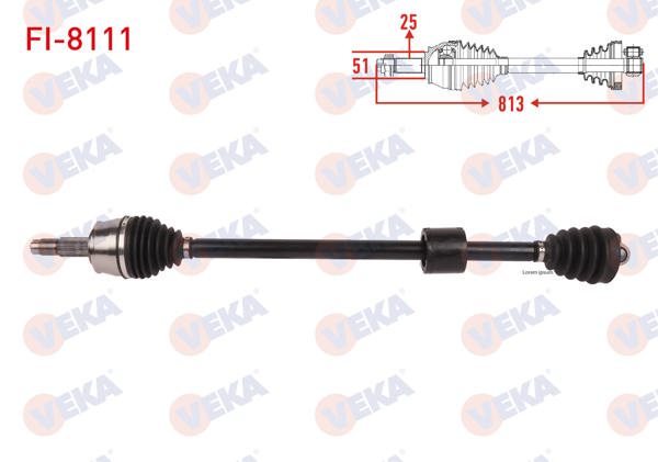 VEKA FI-8111 | Komple Aks Sağ On Uzunluk 813mm Fiat 500L 1.4 M-T 2012 -