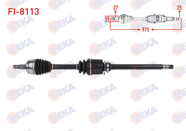 VEKA FI-8113 | Komple Aks Sağ On Uzunluk 975mm Fiat 500 X 1.4 6 At / 6 Mt 2014-/ Jeep Renegade 1.4 6 At / 6 Mt 2014 -