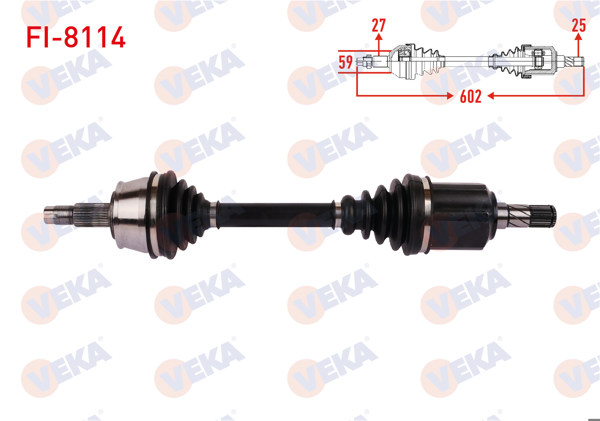 VEKA FI-8114 | Komple Aks Sol Ön Uzunluk 602mm Fiat 500 X 1.6 Mjt 6At / 6Mt 2014-/ Jeep Renegade 1.6 Crd 6At / 6Mt 2014 -