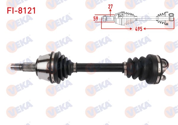 VEKA FI-8121 | Komple Aks (Yarım) Sol Ön Uzunluk 495mm Fiat Doblo 1.6 Mjt M-T 2010 -