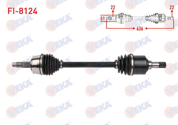 VEKA FI-8124 | Komple Aks Sol Ön Uzunluk 636mm Fiat Idea 1.4 16V 2005 -