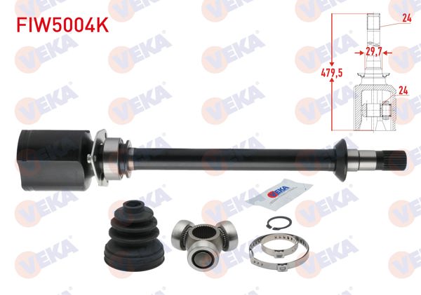 VEKA FIW5004K | Aks Kafası Sağ On Ic Fiat Doblo (119,223) 1.9 JTD 24X24x30 Uzunluk 479,5 mm 2001-2010