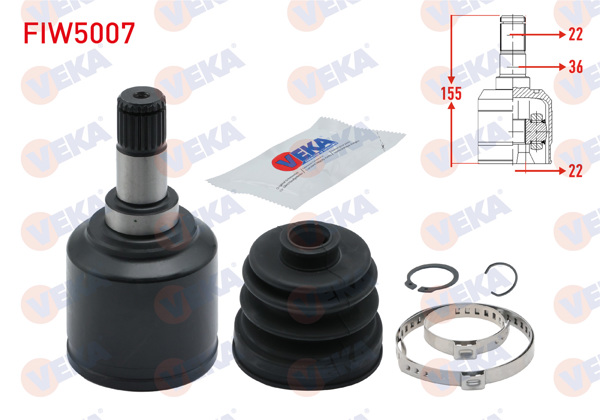 VEKA FIW5007 | Aks Kafası Sol-Sağ On Ic Fiat Linea (323) 1.4 22X22x36 Uzunluk 155mm 2007 -