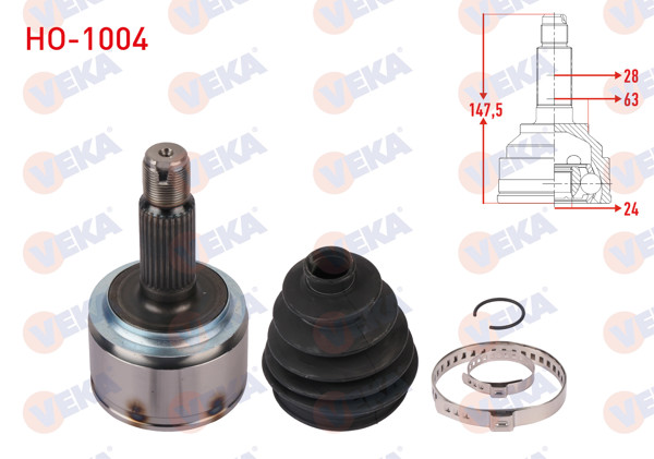 VEKA HO-1004 | Aks Kafası Sol-Sağ On Dıs Uzunluk 147,5mm Honda Civic X (Fc) 1.5 Rs A-T 2016 -