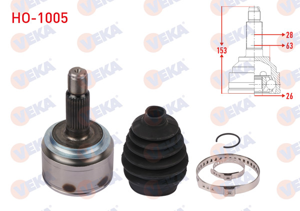 VEKA HO-1005 | Aks Kafası Sol-Sağ On Dıs Uzunluk 153mm Honda Civic X (Fc) 1.5 Vtec 6 M-T 2017 -
