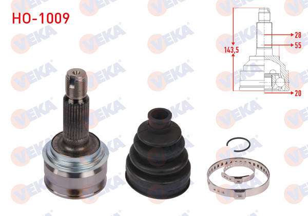 VEKA HO-1009 | Aks Kafası Sol-Sağ Arka Dış Uzunluk 143,5mm Honda Cr-V III 2.0 İ-Vtec 2006-2012 / 2.2 İ-Ctdi, İ-Dtec 2007 -